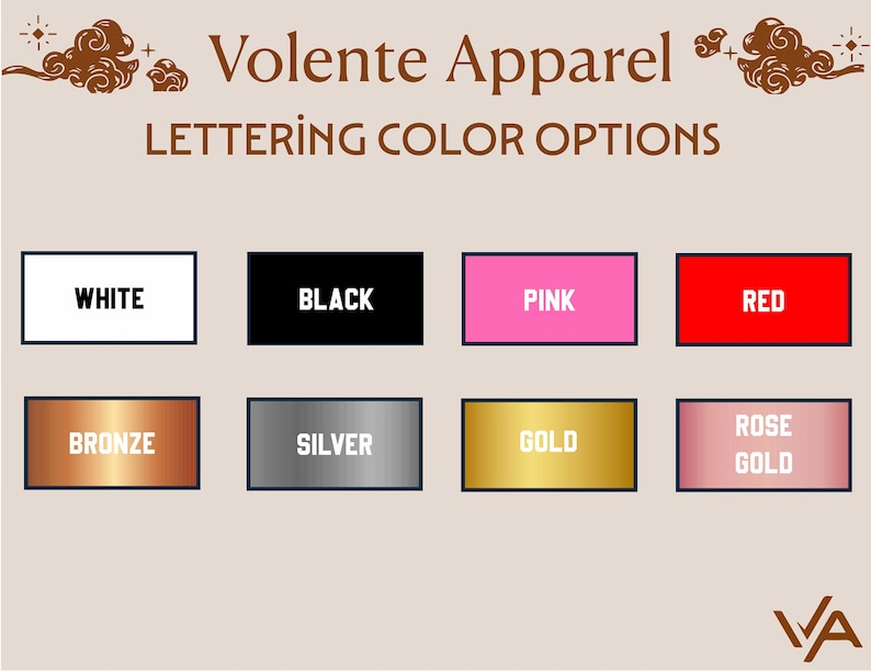 a set of different color options for a font