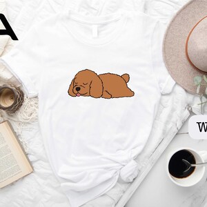 a brown dog laying on top of a white shirt