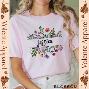 Flowers Custom Name Shirt, Wildflowers Shirt, Personalized Shirt, Custom Shirts, Comfort Colors Custom, Groovy Shirt, Custom Birthday Gift