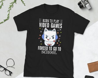 Funny Gamer T-Shirt: Born To Play Video Games, Back To School