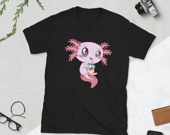 Axolotl Strawberry Milk Shake Pastel Goth Strawberry Anime T Shirt