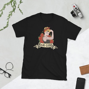 RnR Girl Sexy Woman Tattoo Motorcycle 50s Rockabilly Music T Shirt