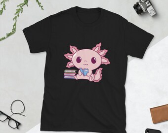 Axolotl Readalotl Pastel Goth Bookworm Anime T Shirt