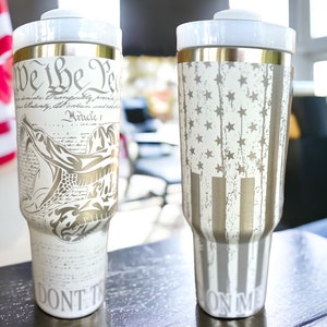 Second Amendment 30 oz or 40 oz Stainless insulated Tumbler with Handle, Laser Engraved tumbler with name, birthday gift for him/her