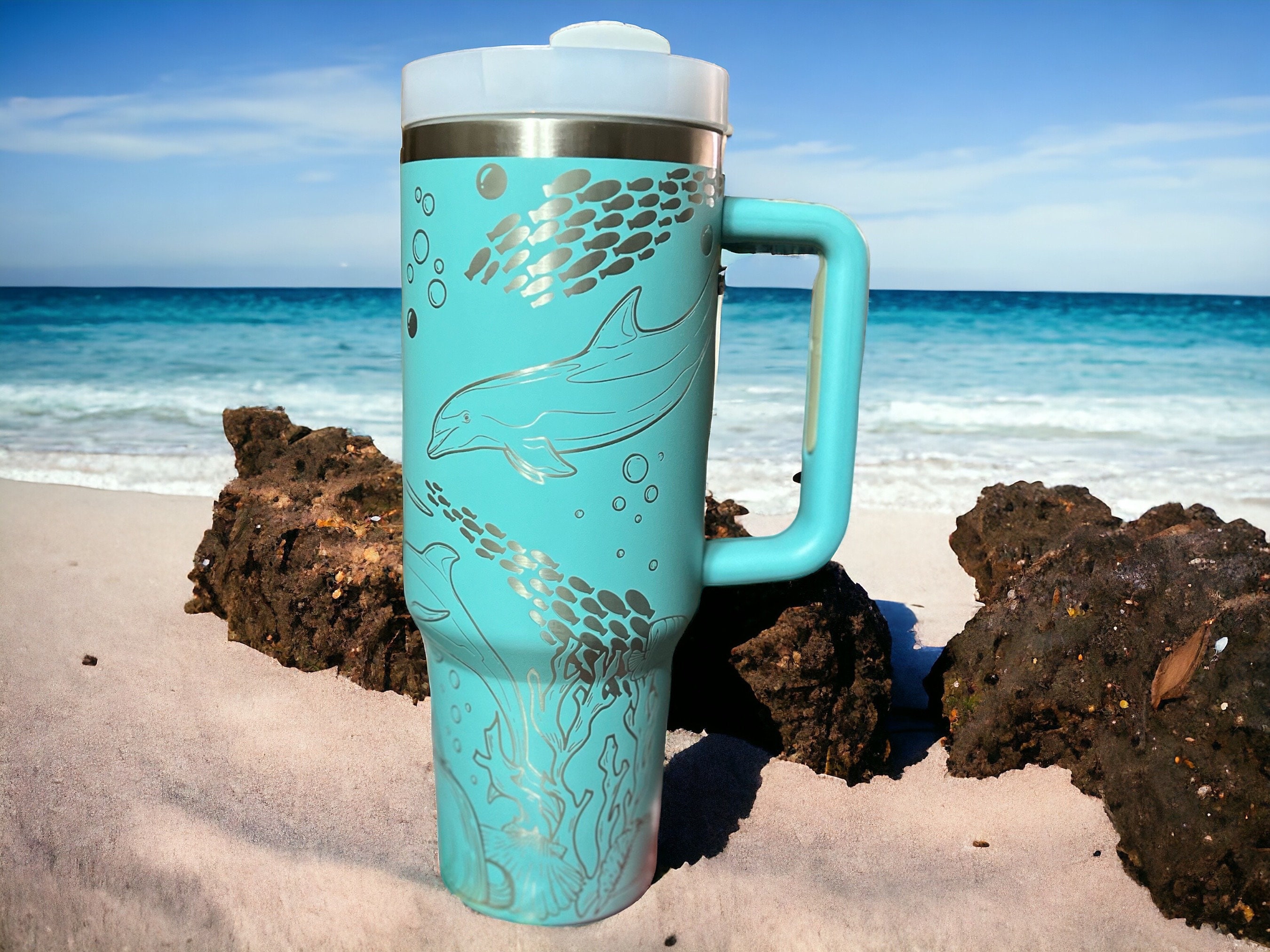 Dolphins 30 Oz or 40 Oz Stainless Steel Insulated Tumbler With