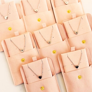 Customizable Tiny Heart Charm Necklace, Dainty Heart Necklace, Hypoallergenic, Mirror Polish Stainless Steel, Silver, Gold & Rosegold plated