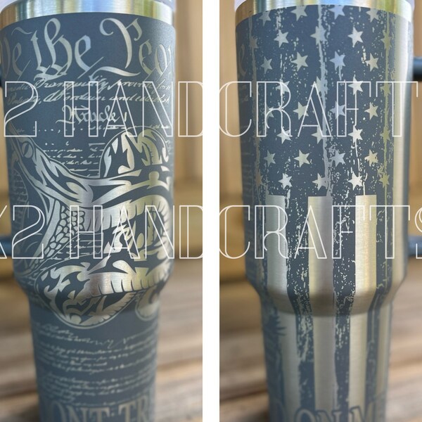 Second Amendment 30 oz or 40 oz Stainless insulated Tumbler with Handle, Laser Engraved tumbler with name, birthday gift for him/her