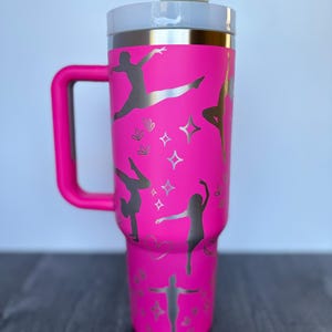 Gymnastics and Dance themed 30 oz or 40 oz Stainless Steel Insulated Tumbler with Handle, Laser Engraved tumbler, customizable gift