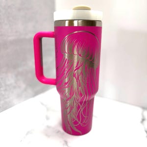 Just Jellyfish 30 oz or 40 oz Stainless Steel Insulated Tumbler with Handle, Laser Engraved tumbler, tumbler w/name, birthday gift for him/h