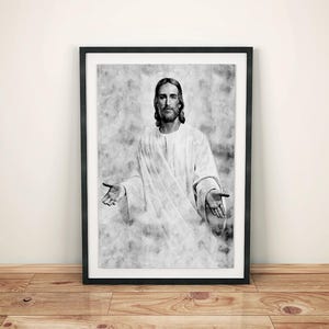 Jesus Welcome Painting Watercolor, Black And White, Jesus Art, Christian wall Art, Jesus Christ, Digital Download, Instant Download Art