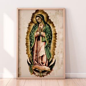 Pintura da Virgem Maria de Nossa Senhora de Guadalupe, Arte Religiosa, Digital para Download, Download para Impressão, Download Instantâneo, Decoração de Parede SUD