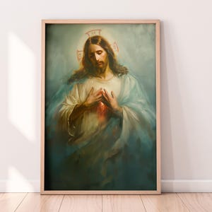 The Sacred Heart Of Jesus Painting, Religious Art, Jesus Artwork, Jesus Christ, Christian Art, Catholic Art, Digital Artwork Download