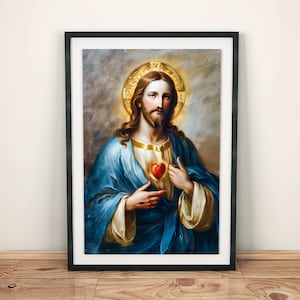 The Sacred Heart Of Jesus, Religious Art, Spiritual Art, Jesus Artwork, Jesus Christ, Christian Art, Catholic Art, Digital Artwork Download