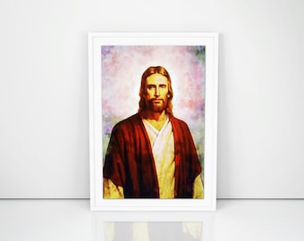 Jesus Christ Portrait: Watercolor Christian Wall Art (Digital Download)