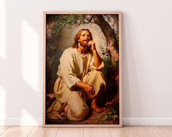 Jesus in Gethsemane Art: Christian Home Decor (Digital Download)