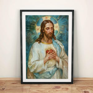 The Sacred Heart Of Jesus Art,  Religious Art, Jesus Artwork, Spiritual Art, Jesus Christ, Christian Art, Catholic Art, Digital Download