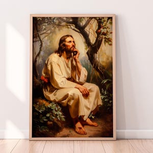 Jesus In The Garden Of Gethsemane Vintage Style, Jesus Christ Art, Jesus Digital Artwork, Digital Downloadable, Instant Download Printable
