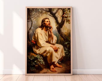 Jesus in Gethsemane Vintage Art Print: Christian Home Decor (Digital Download)