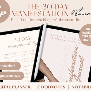 The 30 Day Digital Manifestation Journal Digital Planner iPad Planner GoodNotes Notability Abraham Hicks The Law of Attraction