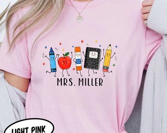 Camiseta personalizada para profesores, camiseta con nombre personalizado para la vuelta al cole, regalo de agradecimiento
