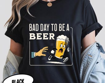 Camiseta gráfica Bad Day Beer Running, camiseta retro de trabajador de la construcción