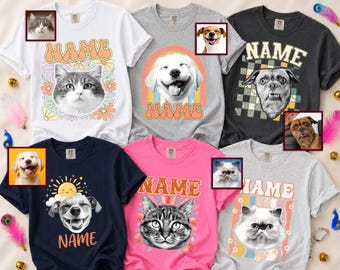 Camiseta personalizada con retrato de mascota, camiseta personalizada con la cara de un perro o gato, regalo para mamás de mascotas