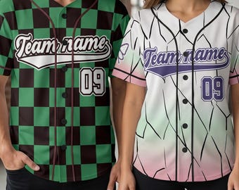 Camiseta de béisbol personalizada de Cazador de Demonios, camiseta con nombre y número personalizados estilo anime, uniforme de equipo de fantasía, camiseta deportiva de cosplay, Cazador de demonios