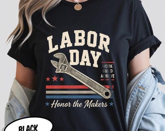 Camiseta vintage con estampado de puesta de sol de trabajador de la construcción del Día del Trabajo