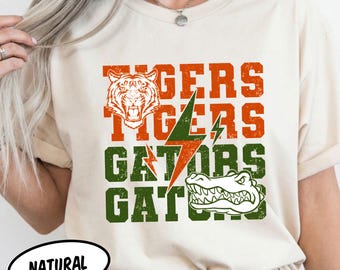 Camiseta Tiger Gator Rivalry, Camiseta de aficionado al fútbol americano naranja y verde