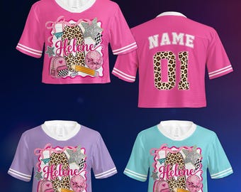 Camiseta de béisbol corta de princesa personalizada, camiseta de juego para mujer con nombre y número personalizados, linda camiseta corta de fanática de castillo de cuento de hadas