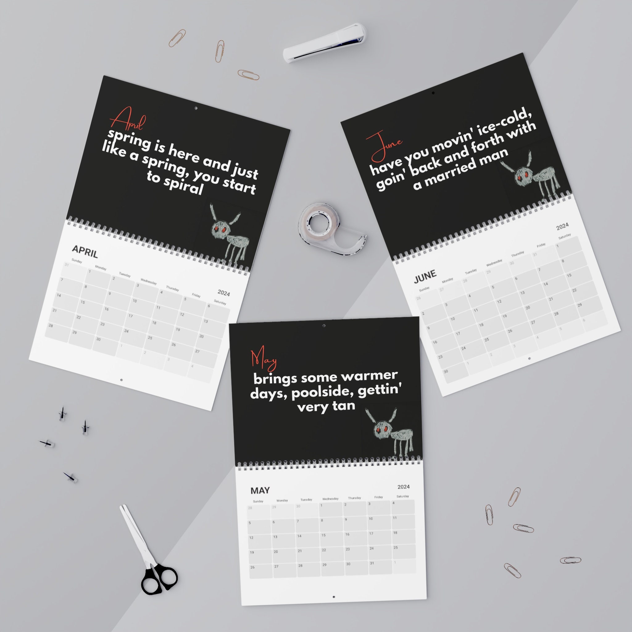 drake-wall-calendar-2024-slime-you-out-lyrics-sold-by-valenka