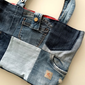 Upcycled Denim Patchwork Tasche, Jeans Tasche, Handtasche, Henkeltasche, lässige Tasche für Frauen, Geschenk