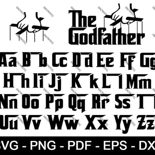 Mafia Godfather Font - Mafia SVG - Cricut Silhouette Font - Modern Letters, Alphabet - Installable TTF OTF Files - Instant Download Snowsvg