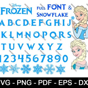 Frozen Font Svg TTF Frozen bundl Font Layered Bundle Files, Frozen Alphabet Letters and Numbers Dxf Eps Png Clipart, Vector, Cricut Cut File
