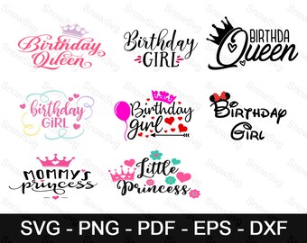 Birthday Princess svg, Birthday Girl svg, Princess svg, Birthday svg, Birthday Princess, SVG, PNG, DXF, Cricut, Cut File