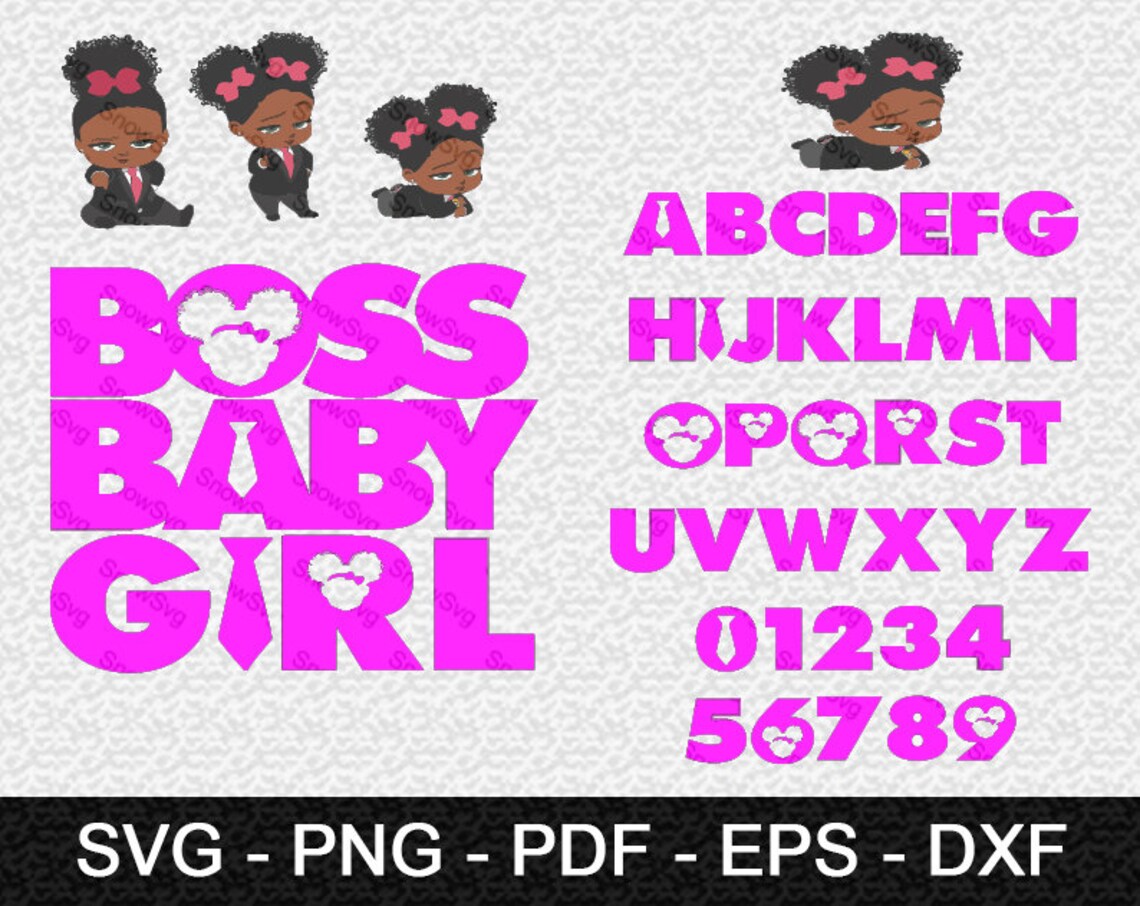 African American Boss Baby Girl Font / Boss Baby Girl Font SVG ...