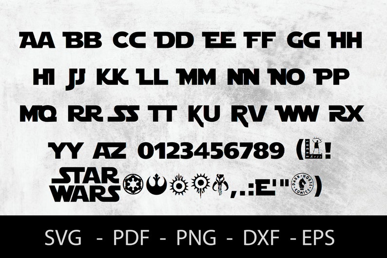 STARWARS FONT TTF, Star Wars Svg, Star Wars Aplhabet Svg, Font Svg, Instant Download, Alphabet ...