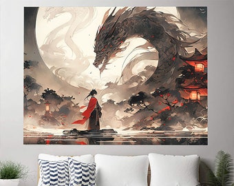 Dragon tapestry,Moon Tapestry,Comic tapestry,Living room decoration,Wall decoration,Bedroom Wall Art,Tapestry Hanging,Tapestry Backdrop