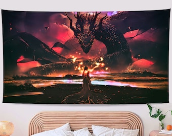 Dragon Tapestry,Fire Dragon Wall Hanging ,Custom Tapestry,Legendary Tapestry,Fantasy Wall Art,Magical Tapestry for Home Decor,Wall Art
