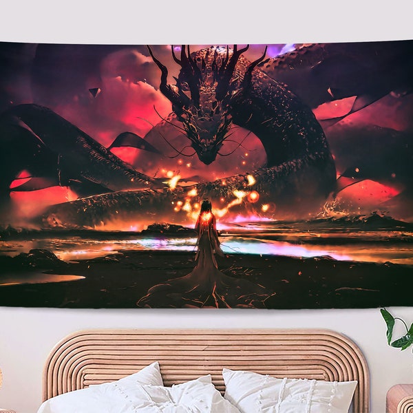 Dragon Tapestry,Fire Dragon Wall Hanging ,Custom Tapestry,Legendary Tapestry,Fantasy Wall Art,Magical Tapestry for Home Decor,Wall Art