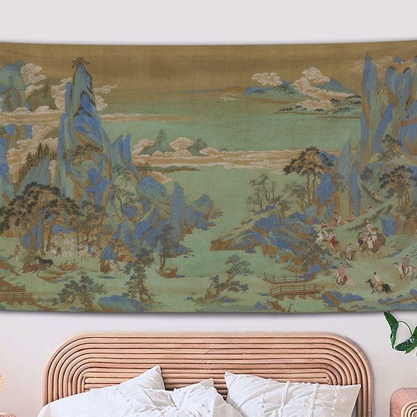 Ancient Painting Tapestry,Chinese Style Tapestry,Art Tapestry,Custom Tapestry,Painting Wall Hanging Art,Wall Decor,Bedspread Blanket,Bedroom
