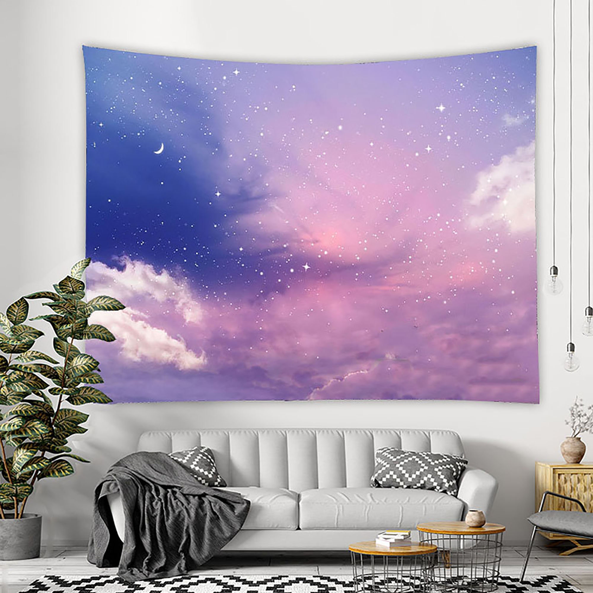 Blue Sky Cloud Sea Level Scenery Tapestry Wall Hanging for Living Room  Bedroom