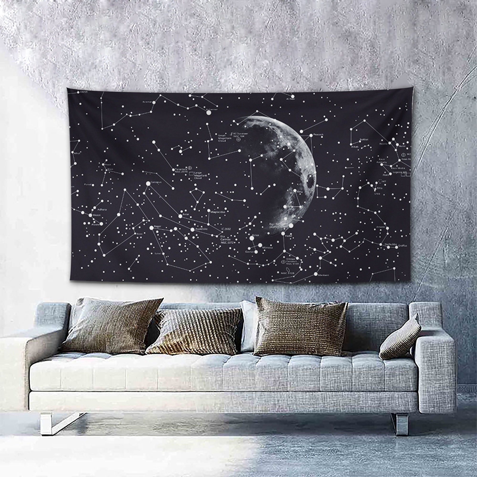 Discover Moon Constellations Tapestry,Astrology Tapestry,Starry Sky Tapestry,Moon Tapestry,Universe Tapestry,Space Tapestry,Black White Tapestry,Gift