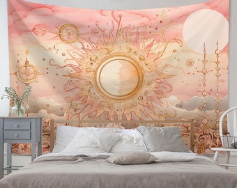 Sun Tapestry nordic Tapestry pink Tapestry ornate Tapestry noble Tapestry vintage Tapestry cloud Tapestry printed Tapestry background Decor Etsy