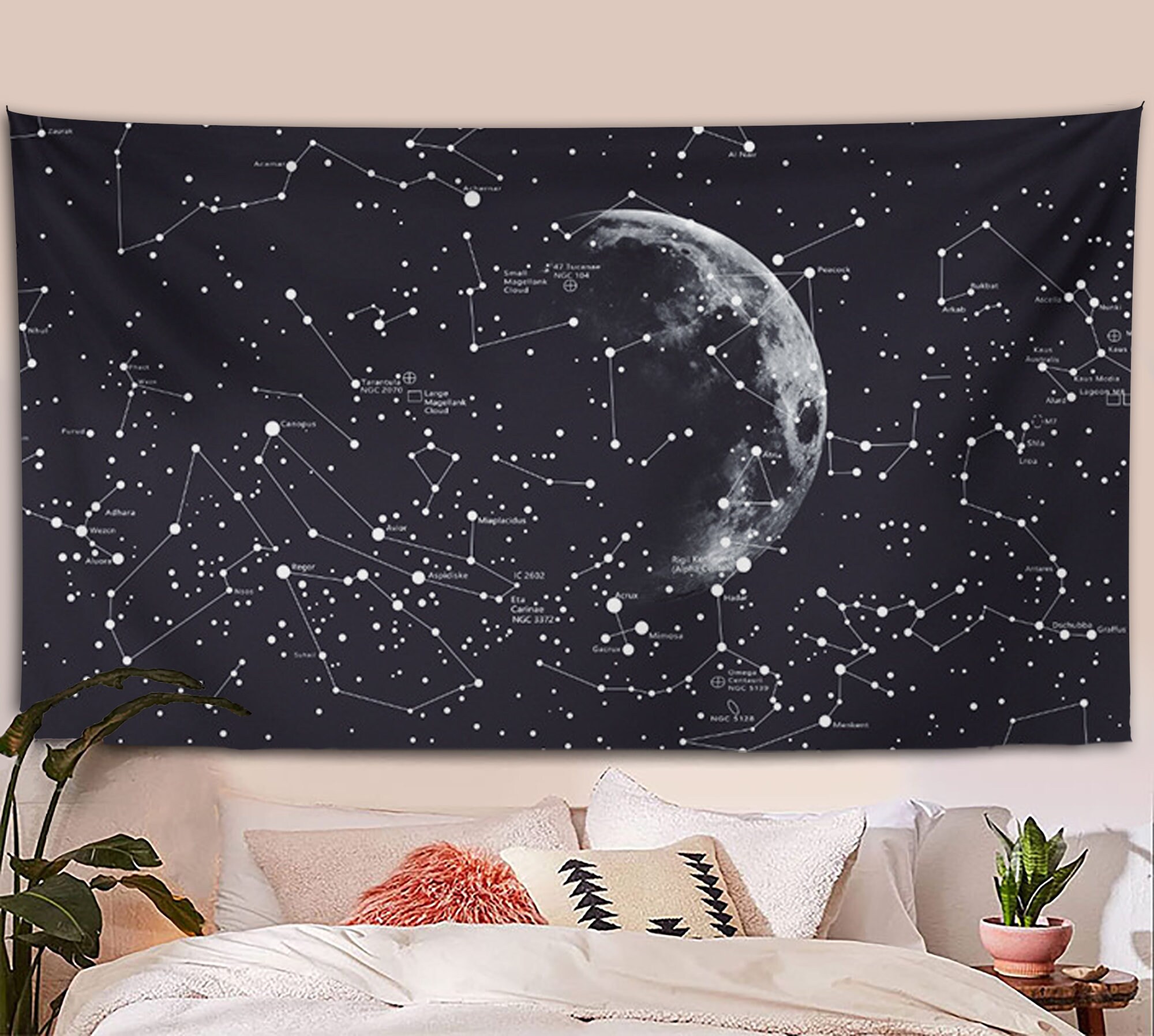 Discover Moon Constellations Tapestry,Astrology Tapestry,Starry Sky Tapestry,Moon Tapestry,Universe Tapestry,Space Tapestry,Black White Tapestry,Gift