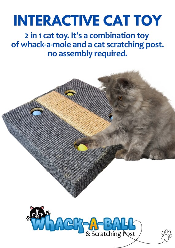 Scratching Post Cat Scratch Pad Whack a ball Made in USA Cat Toys Interactive Cat Toys for Indoor Cats Cat Toy Scratching Pad Carpet Etsy