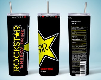 20oz Skinny Tumbler Sublimation Designs, 20 Ounce Skinny Tumbler Template, Rockstar Energy Sublimation Designs Downloads, Tumbler Wrap PNG