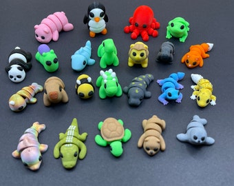 3D Printed Articulated Flexible Fidget Toy 20 pack |Sensory Pet Cute 3D Print Mini Gift Idea Assorted Baby Animal Bundle|