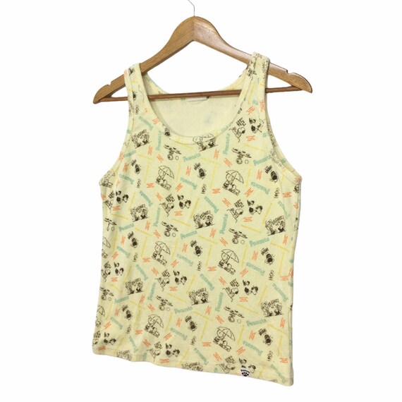 PEANUTS Snoopy Cartoon Fleece Tank Top Full Print Cas… - Gem