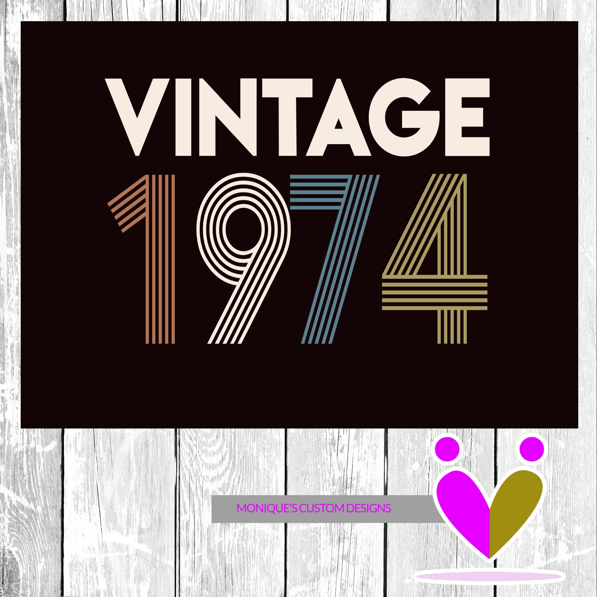 Vintage 1974 happy 49th Birthday PNG SVG Cut File 1974 Cut Etsy